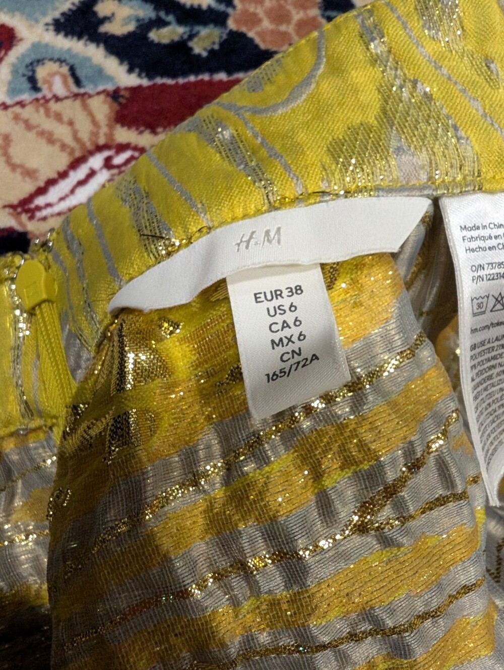 Yellow Patterned A-Line Women's Skirt (Purchased in Europe) - Picture 5 of 6